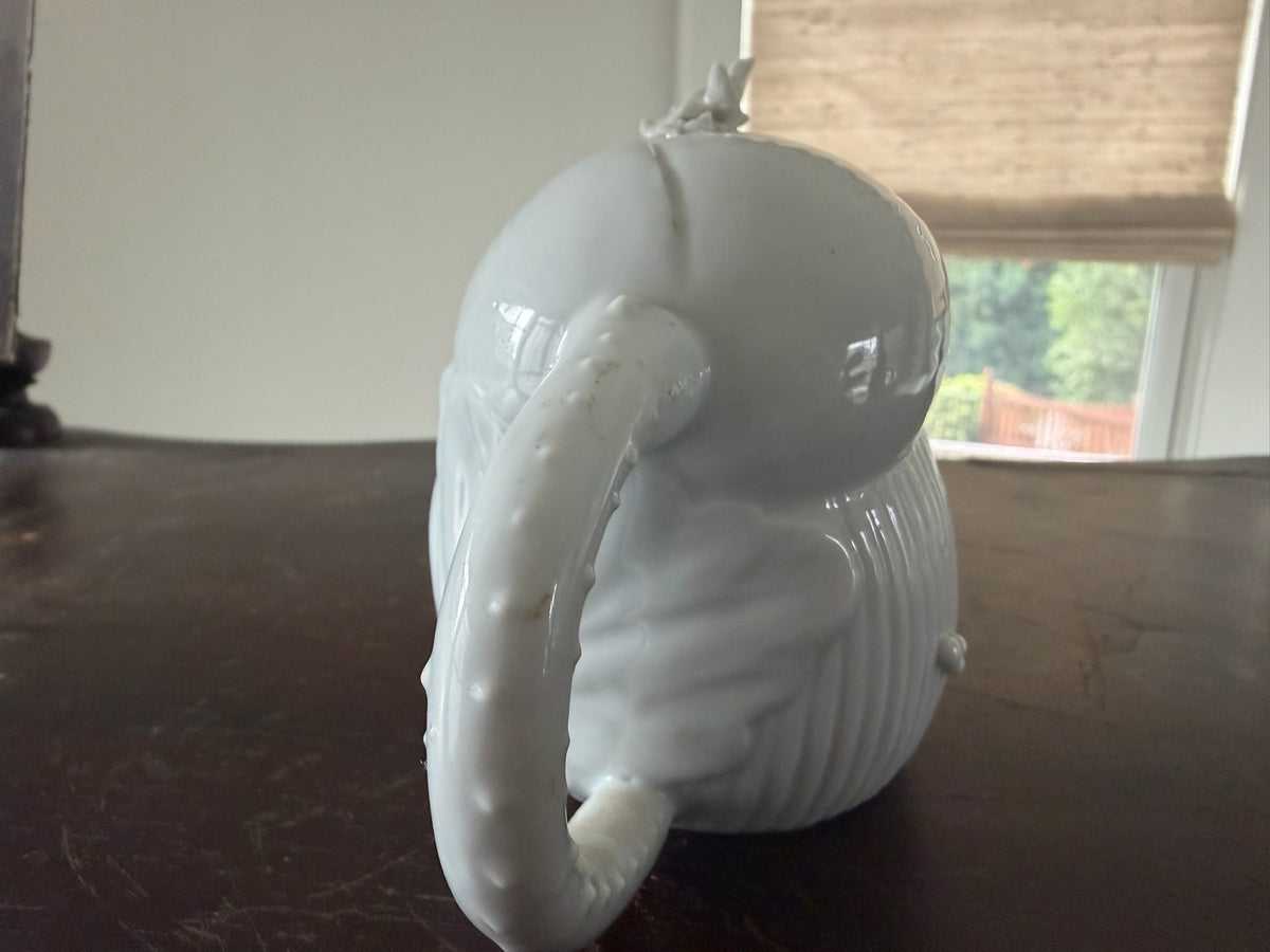 Vintage Miniature White Porcelain Teapot – Ornate Rococo Botanic Style Accent Piece, Mid-Century 4" Collectible