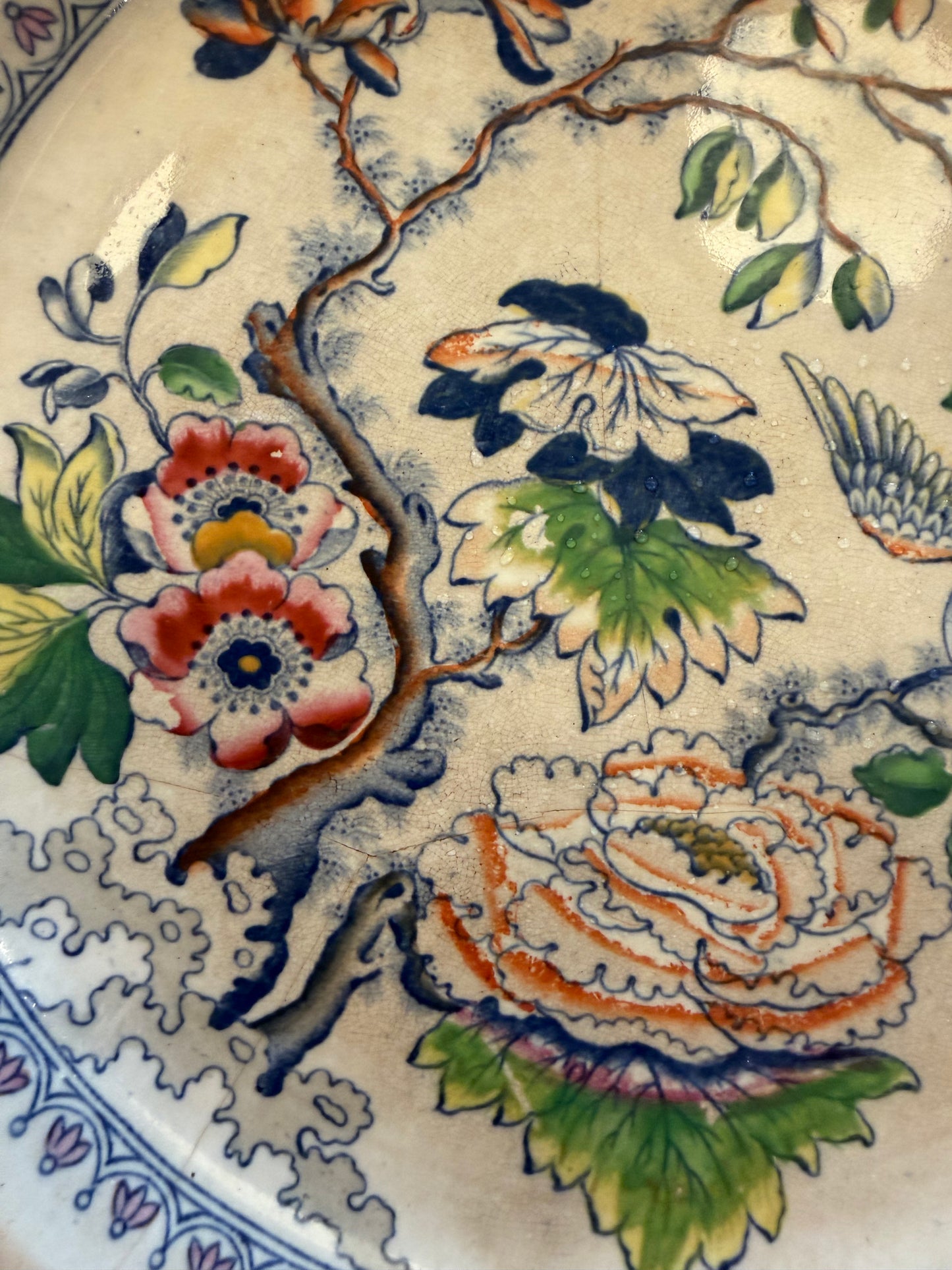 Antique Davenport Flying Bird Plate Circa 1845-1860