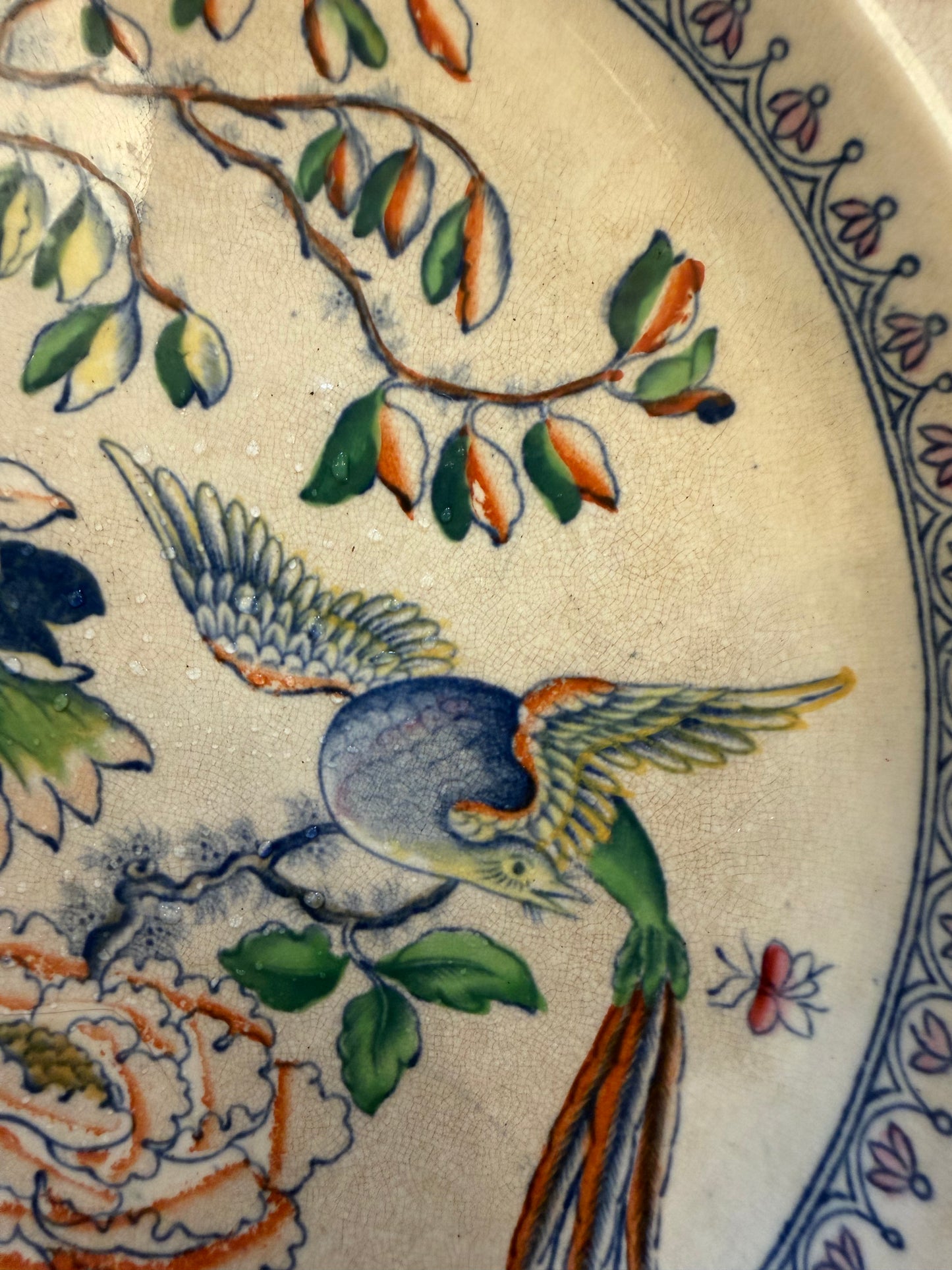 Antique Davenport Flying Bird Plate Circa 1845-1860