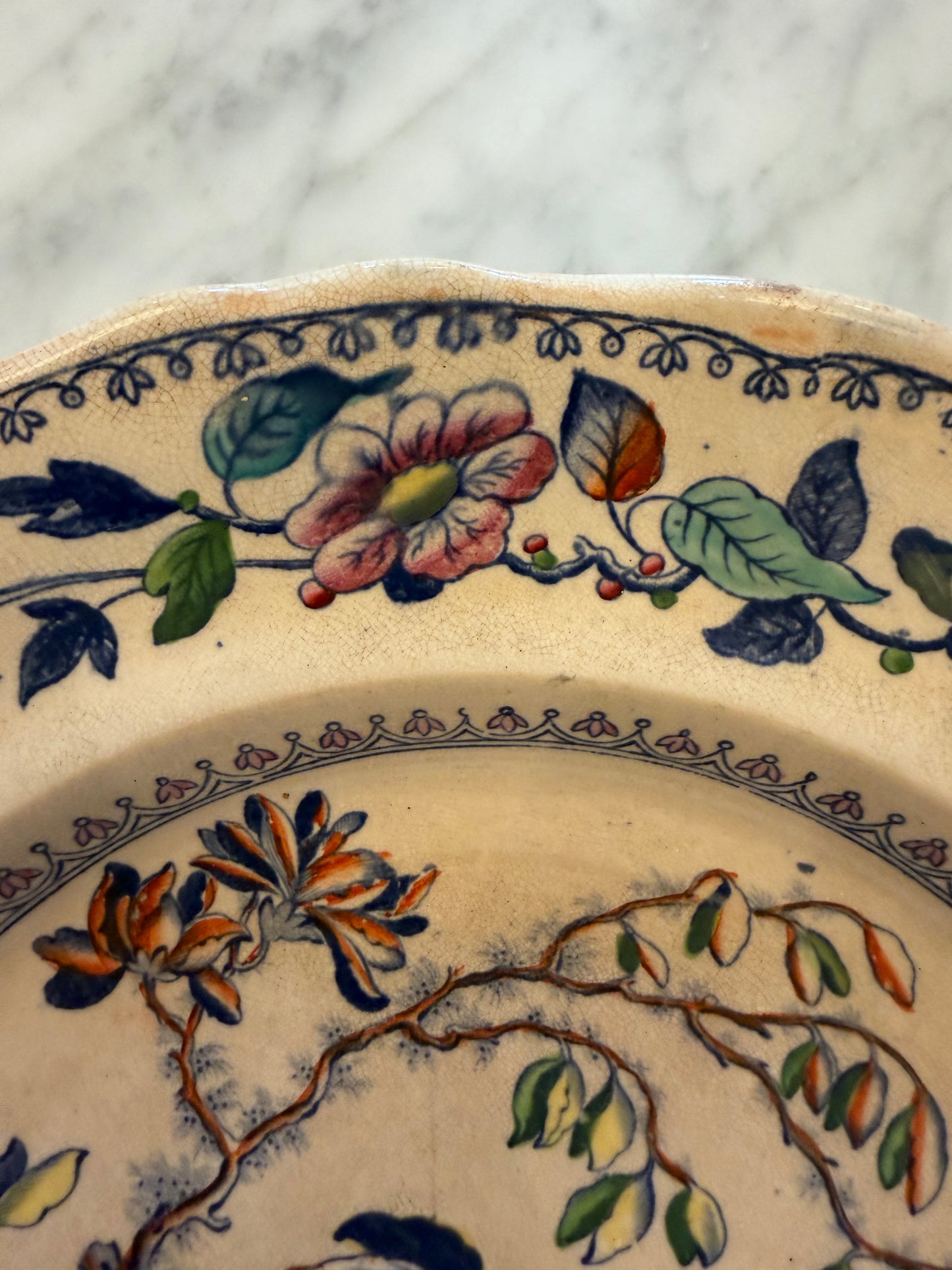 Antique Davenport Flying Bird Plate Circa 1845-1860