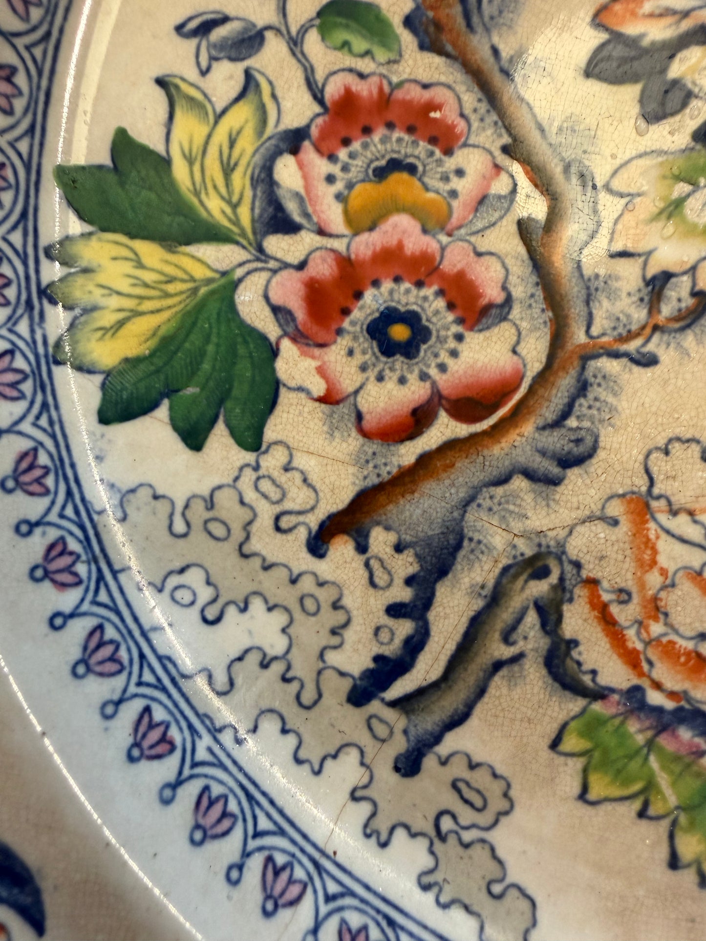Antique Davenport Flying Bird Plate Circa 1845-1860