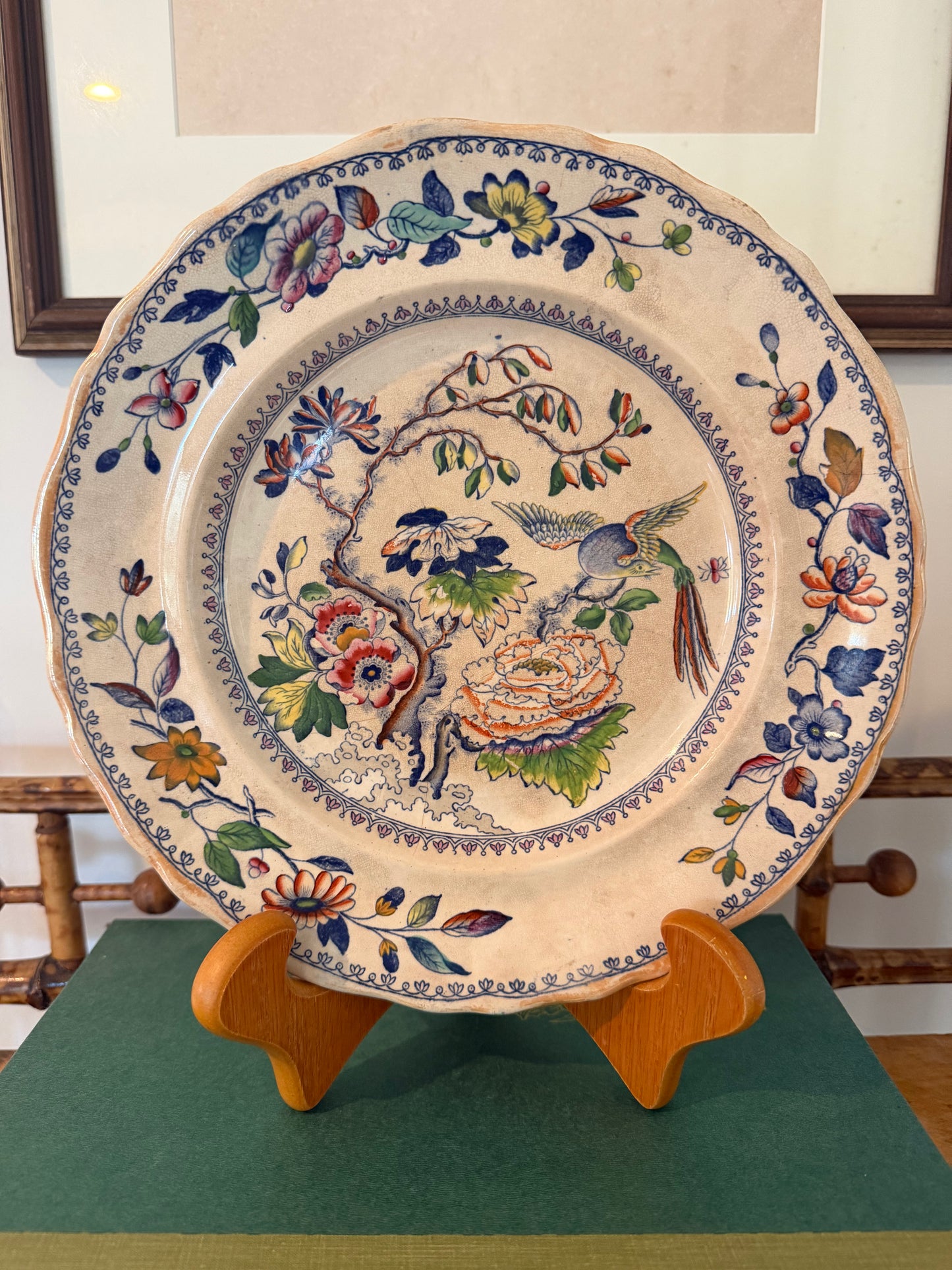 Antique Davenport Flying Bird Plate Circa 1845-1860