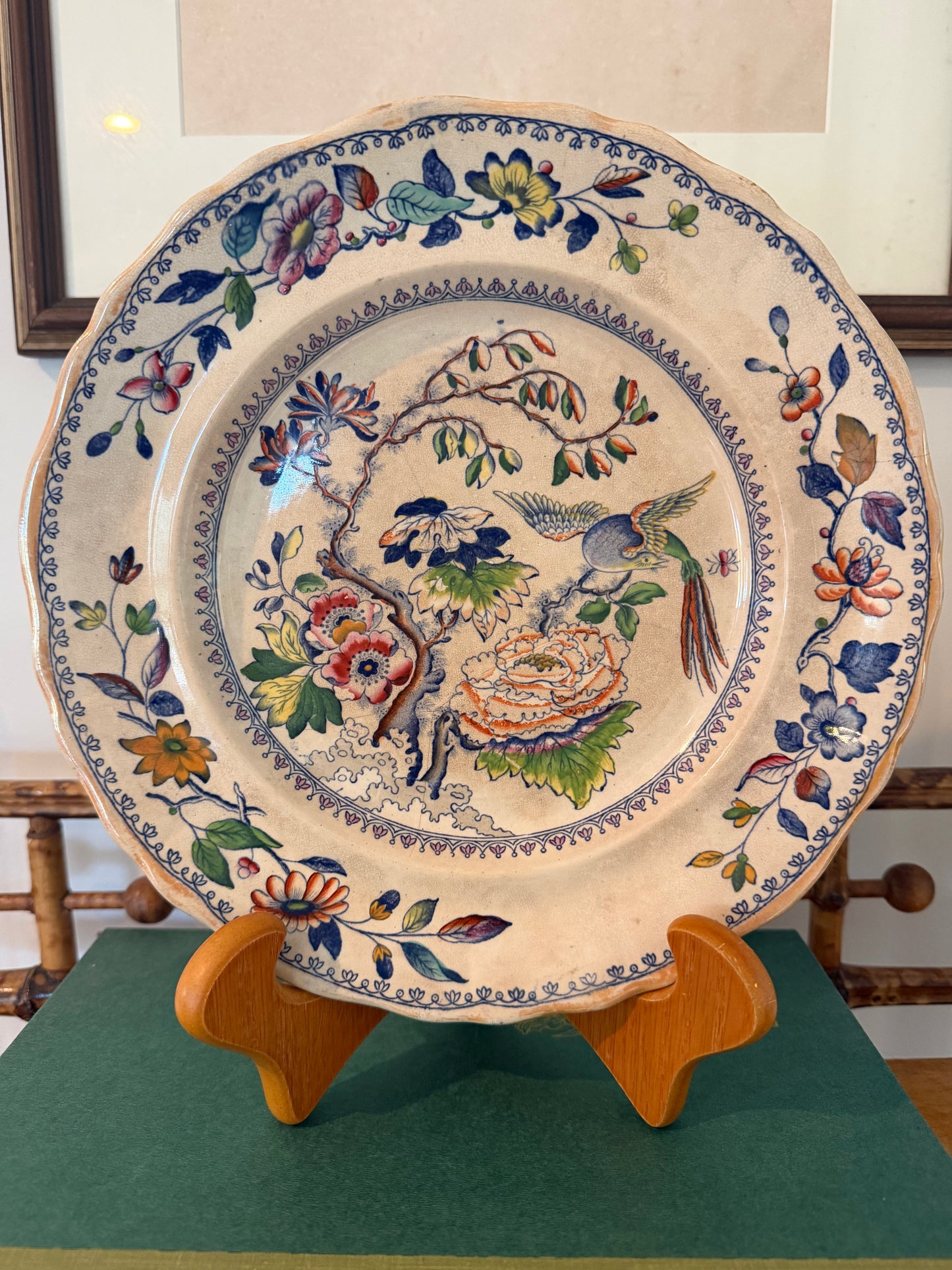 Antique Davenport Flying Bird Plate Circa 1845-1860