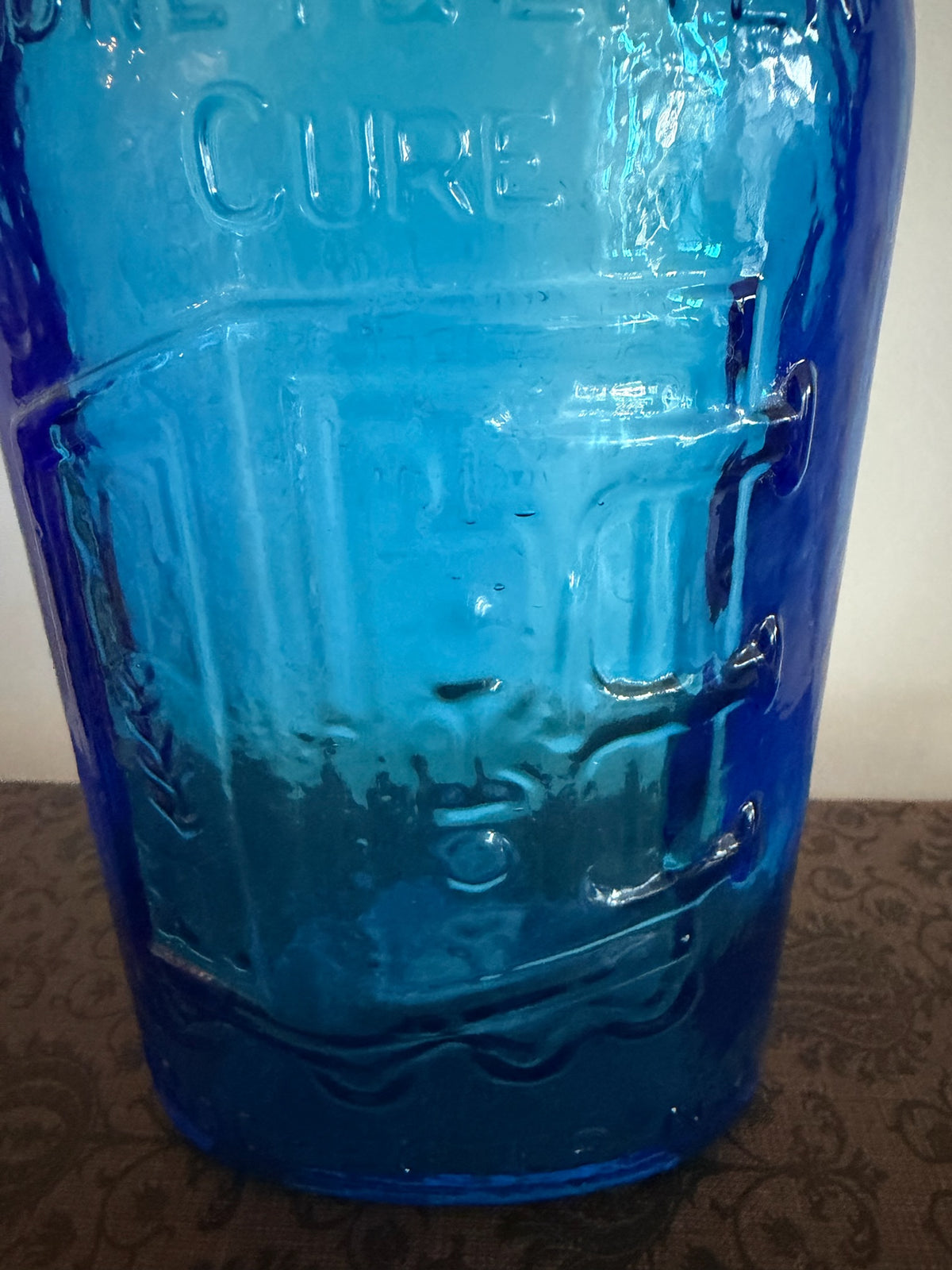 Vintage 9" Wheaton Cobalt Blue Glass Bottle Frank's Safe Kidney & Liver Cure