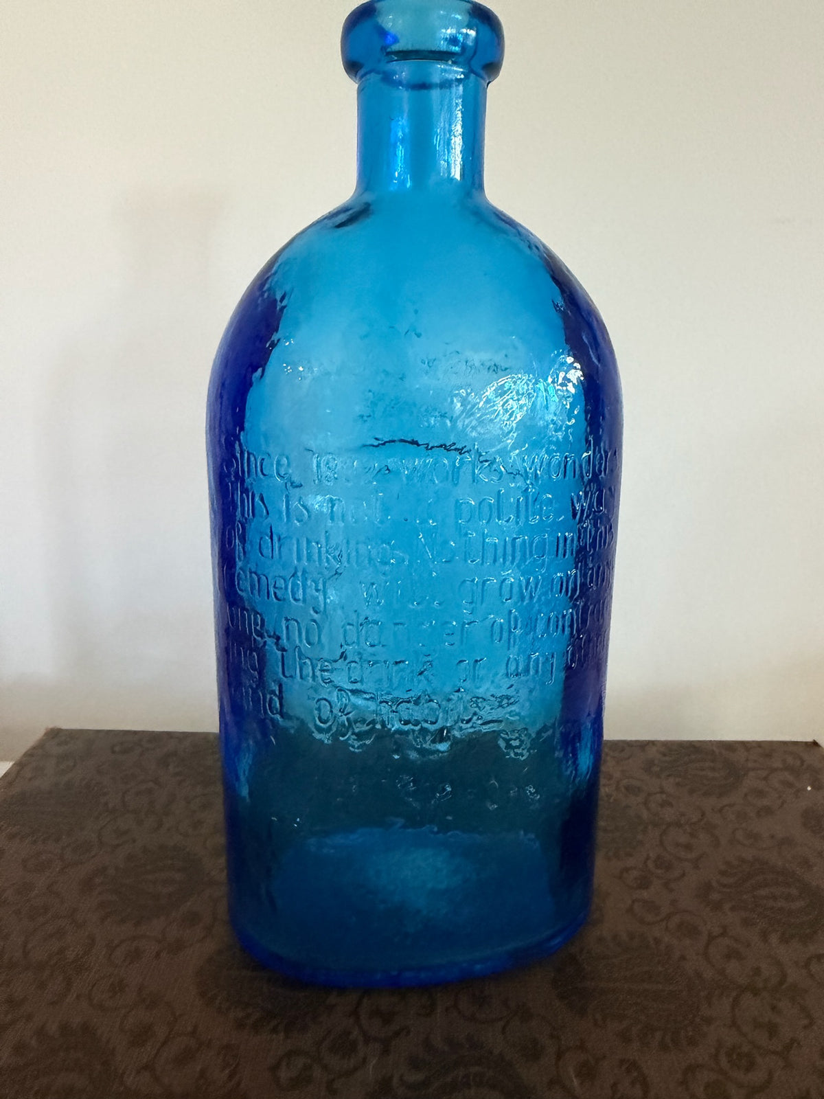 Vintage 9" Wheaton Cobalt Blue Glass Bottle Frank's Safe Kidney & Liver Cure