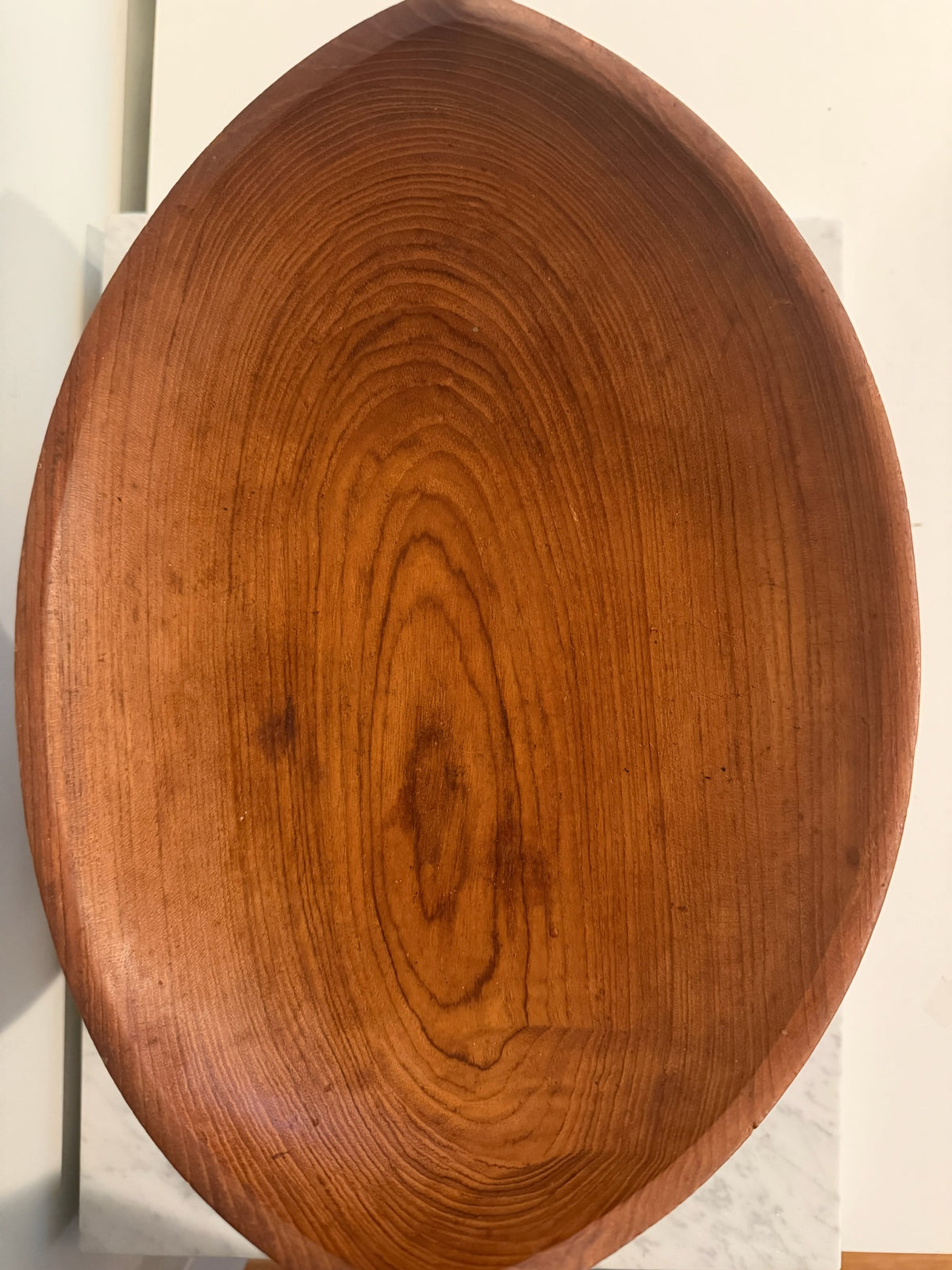 Vintage Mid-Century Modern Curved Wood Crescent Bowl - 12" x 10" Organic Boat Dish