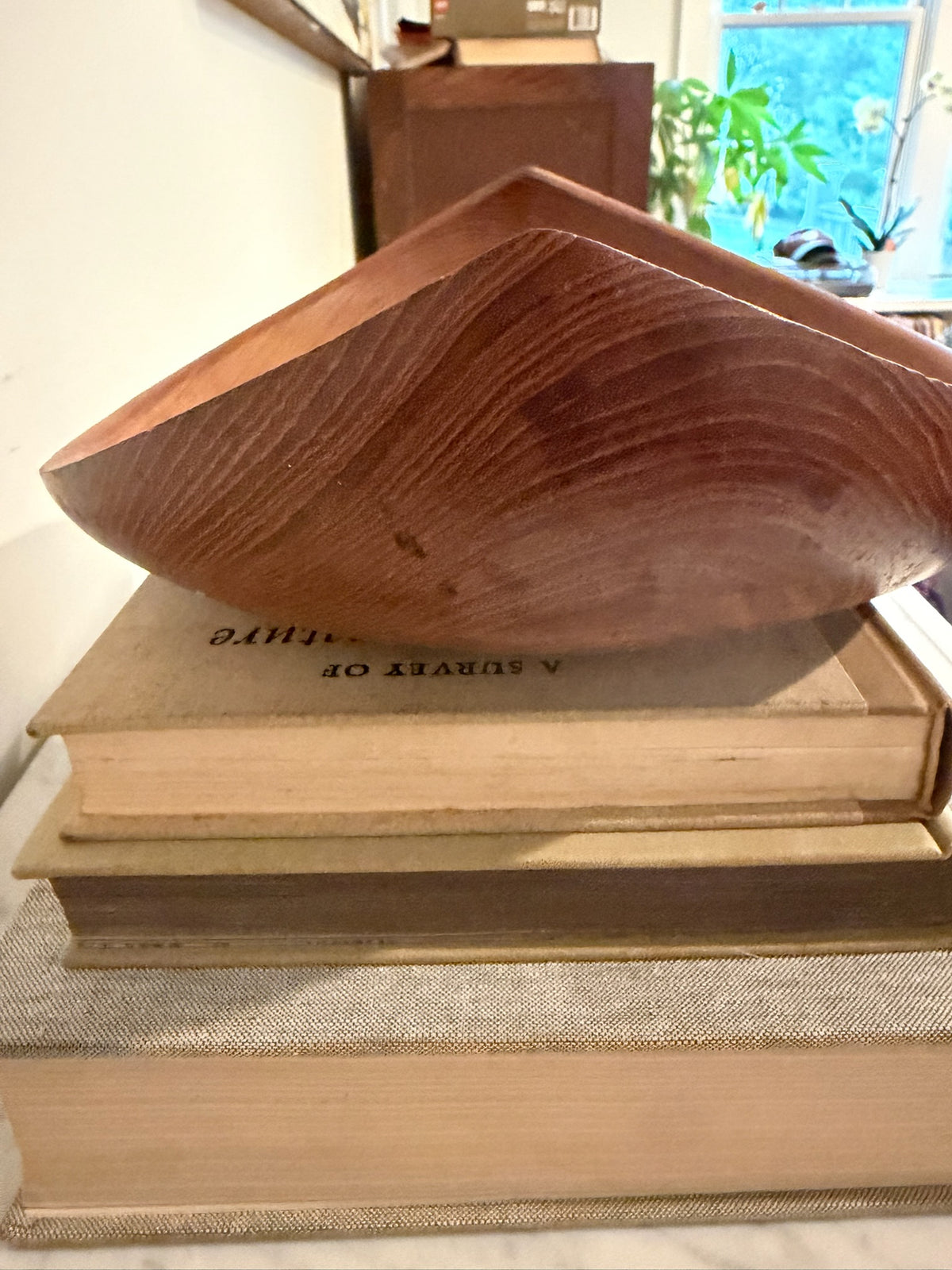 Vintage Mid-Century Modern Curved Wood Crescent Bowl - 12" x 10" Organic Boat Dish