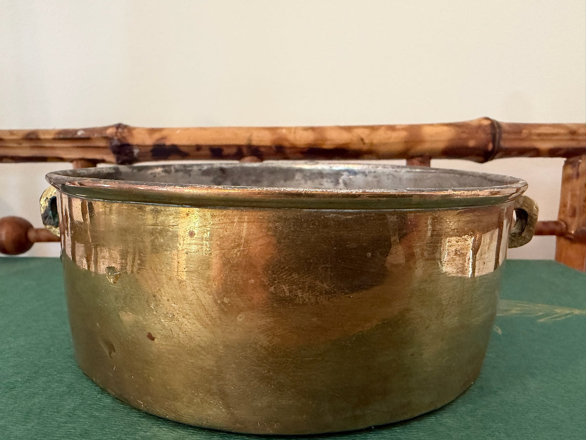Vintage Indian Handcrafted Solid Brass 2-Tier Tiffin Box – Rustic Shelf & Kitchen Display Piece