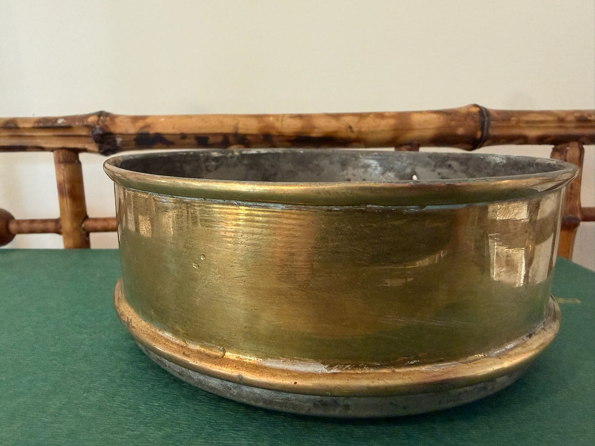 Vintage Indian Handcrafted Solid Brass 2-Tier Tiffin Box – Rustic Shelf & Kitchen Display Piece