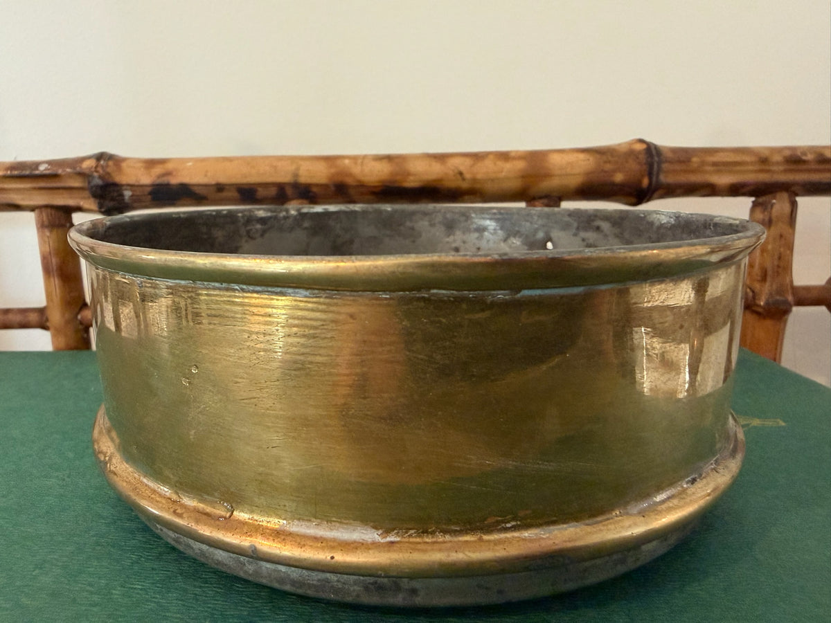 Vintage Indian Handcrafted Solid Brass 2-Tier Tiffin Box – Rustic Shelf & Kitchen Display Piece