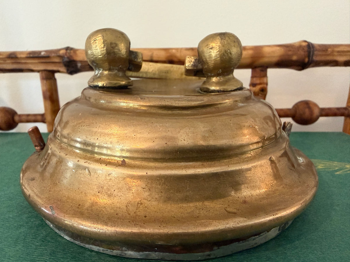 Vintage Indian Handcrafted Solid Brass 2-Tier Tiffin Box – Rustic Shelf & Kitchen Display Piece
