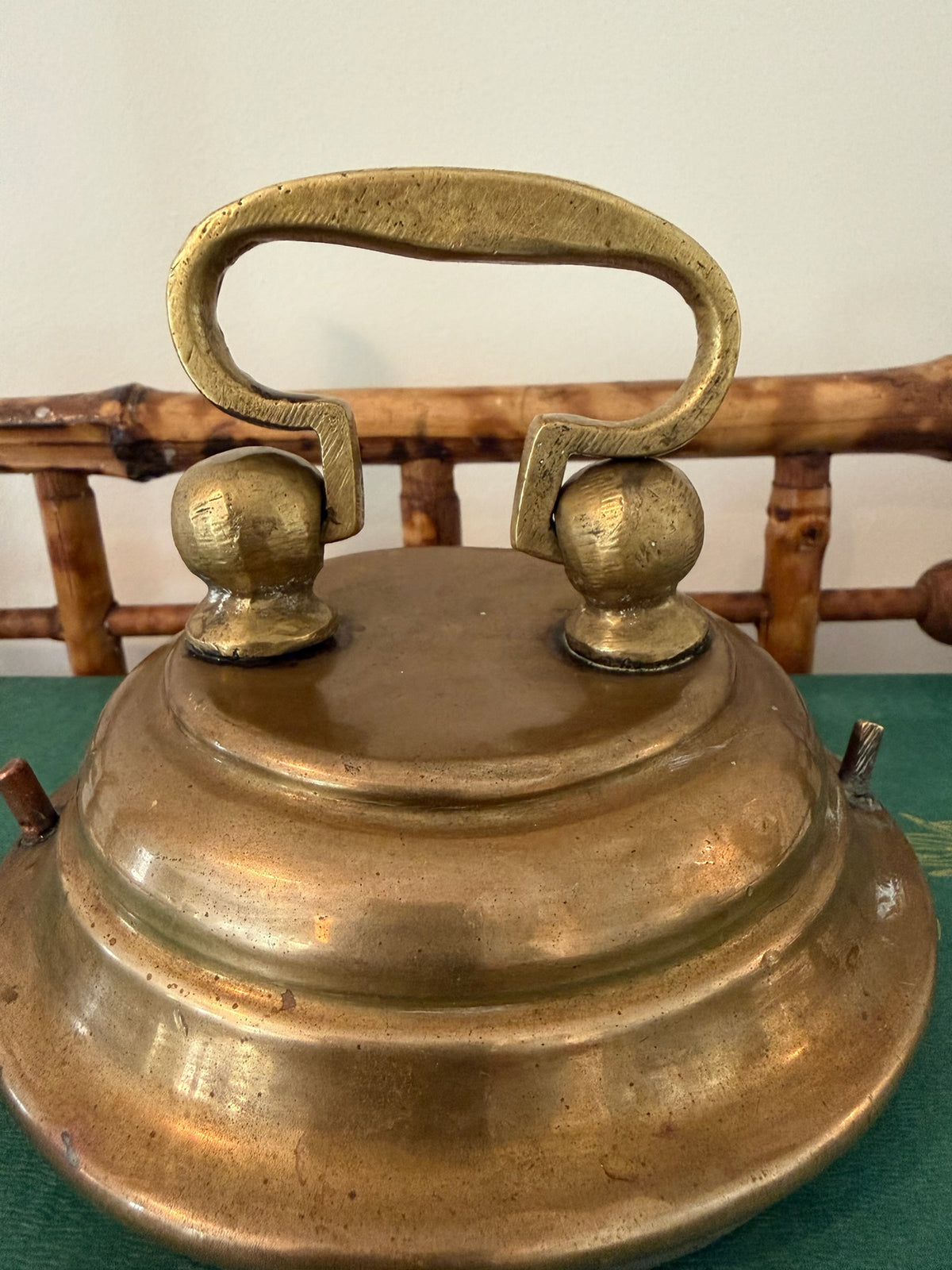 Vintage Indian Handcrafted Solid Brass 2-Tier Tiffin Box – Rustic Shelf & Kitchen Display Piece