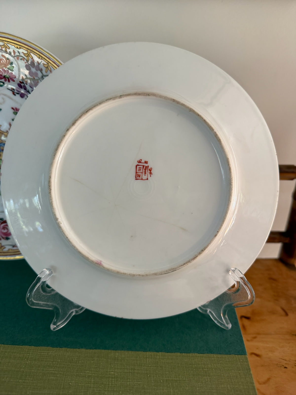 Pair of 19th Century Edme Samson French Armorial Porcelain Plates ("Confido")