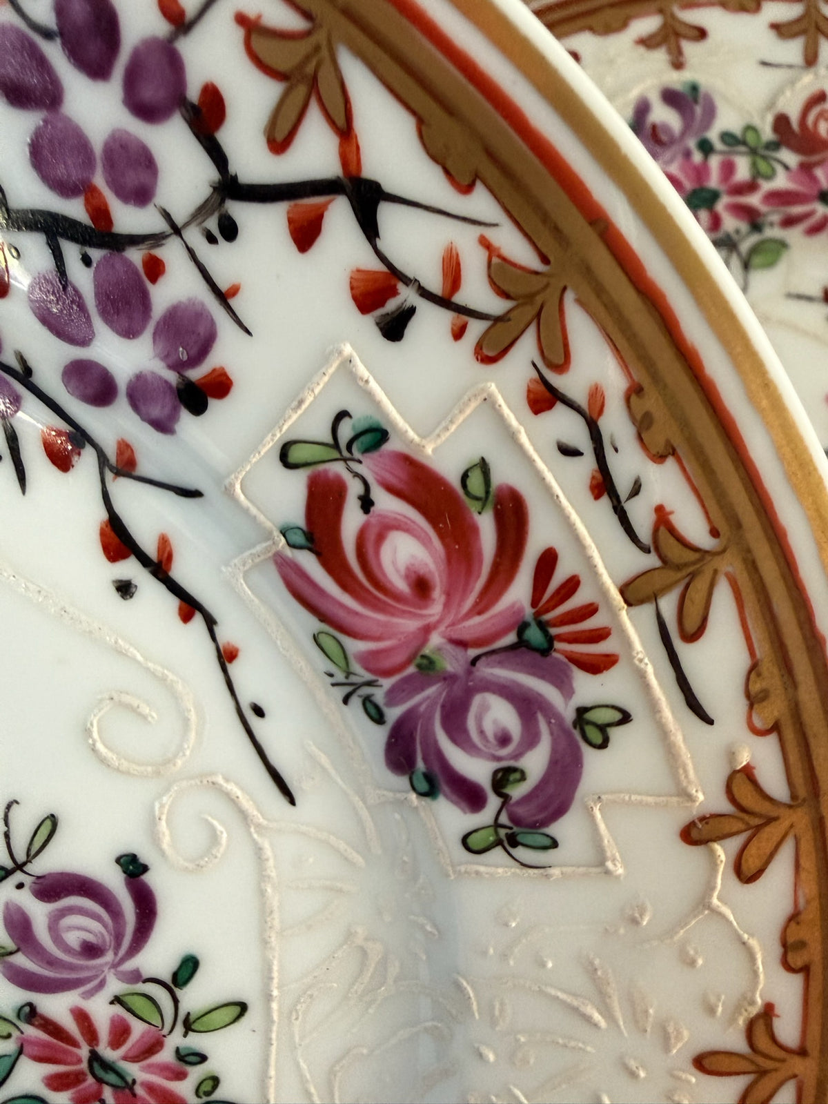 Pair of 19th Century Edme Samson French Armorial Porcelain Plates ("Confido")