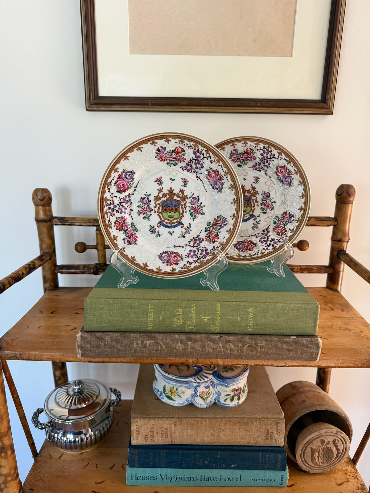 Pair of 19th Century Edme Samson French Armorial Porcelain Plates ("Confido")