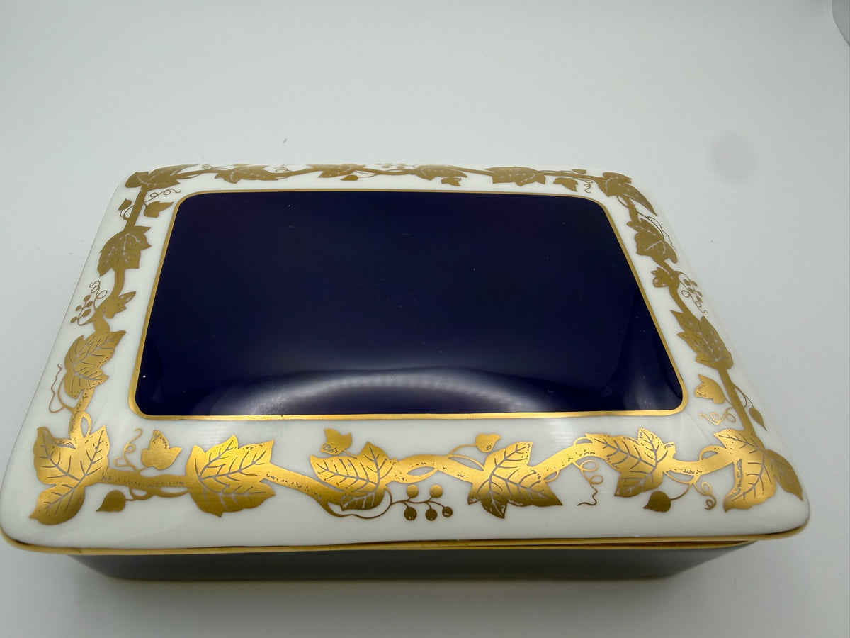 Vintage Wedgwood "Whitehall Mazarine Blue"  Bone China Lidded Trinket Box