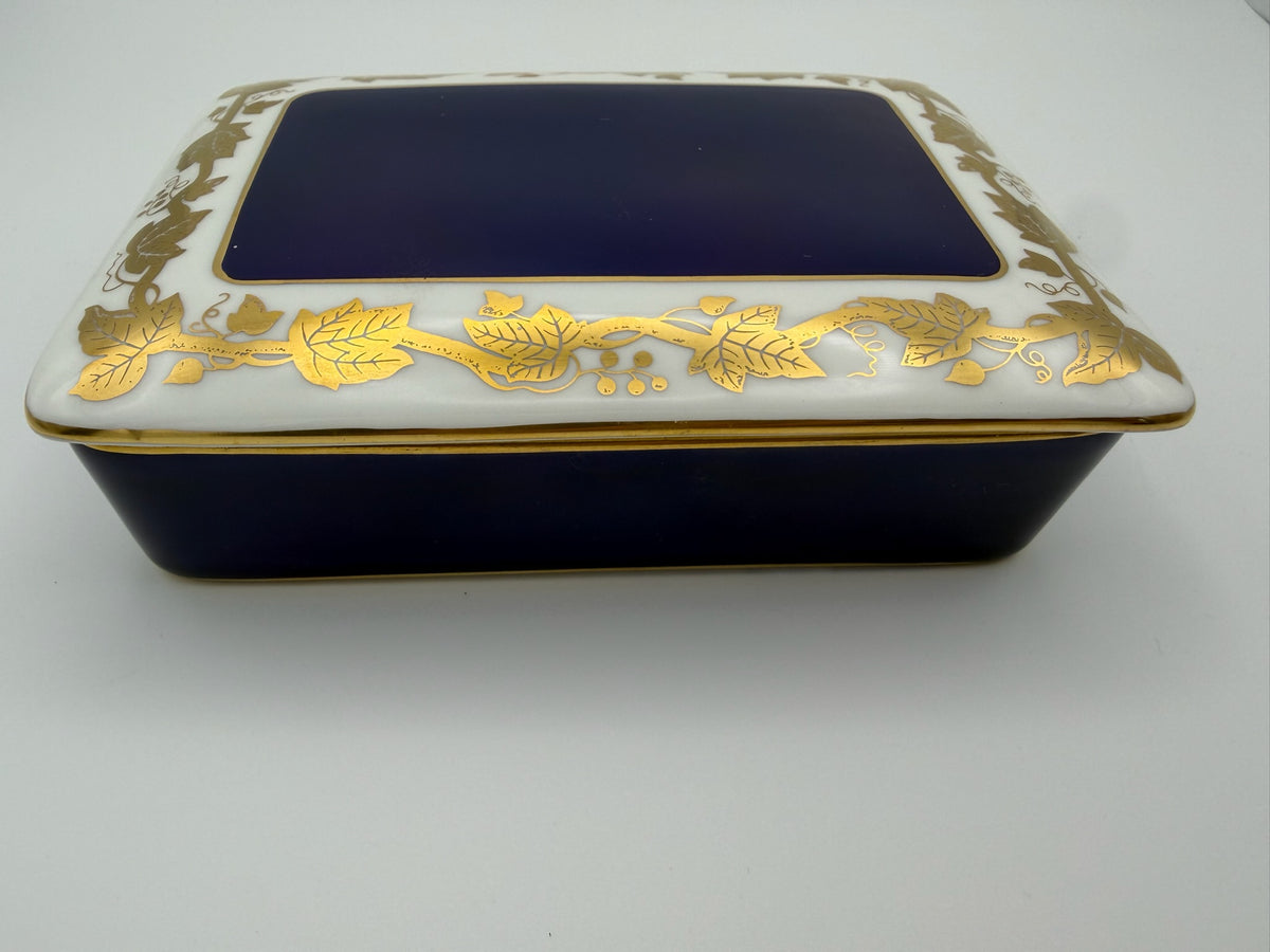 Vintage Wedgwood "Whitehall Mazarine Blue"  Bone China Lidded Trinket Box