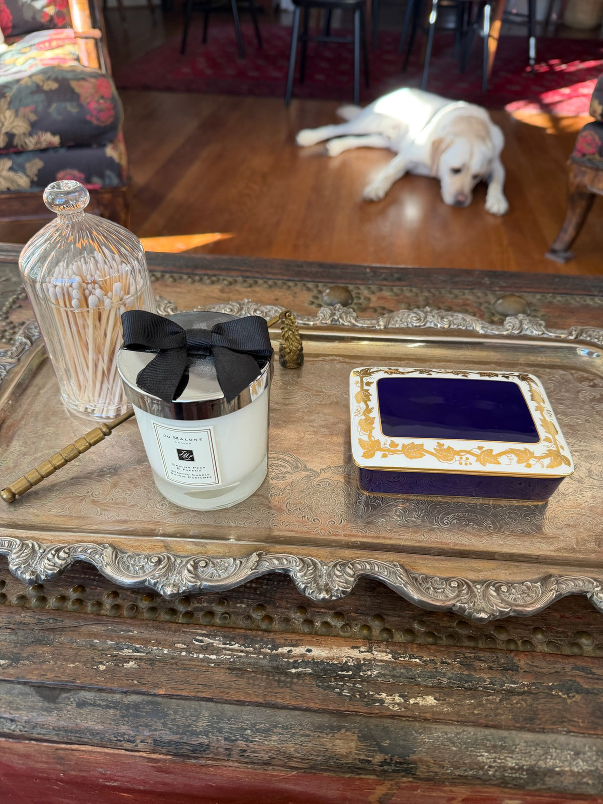 Vintage Wedgwood "Whitehall Mazarine Blue"  Bone China Lidded Trinket Box