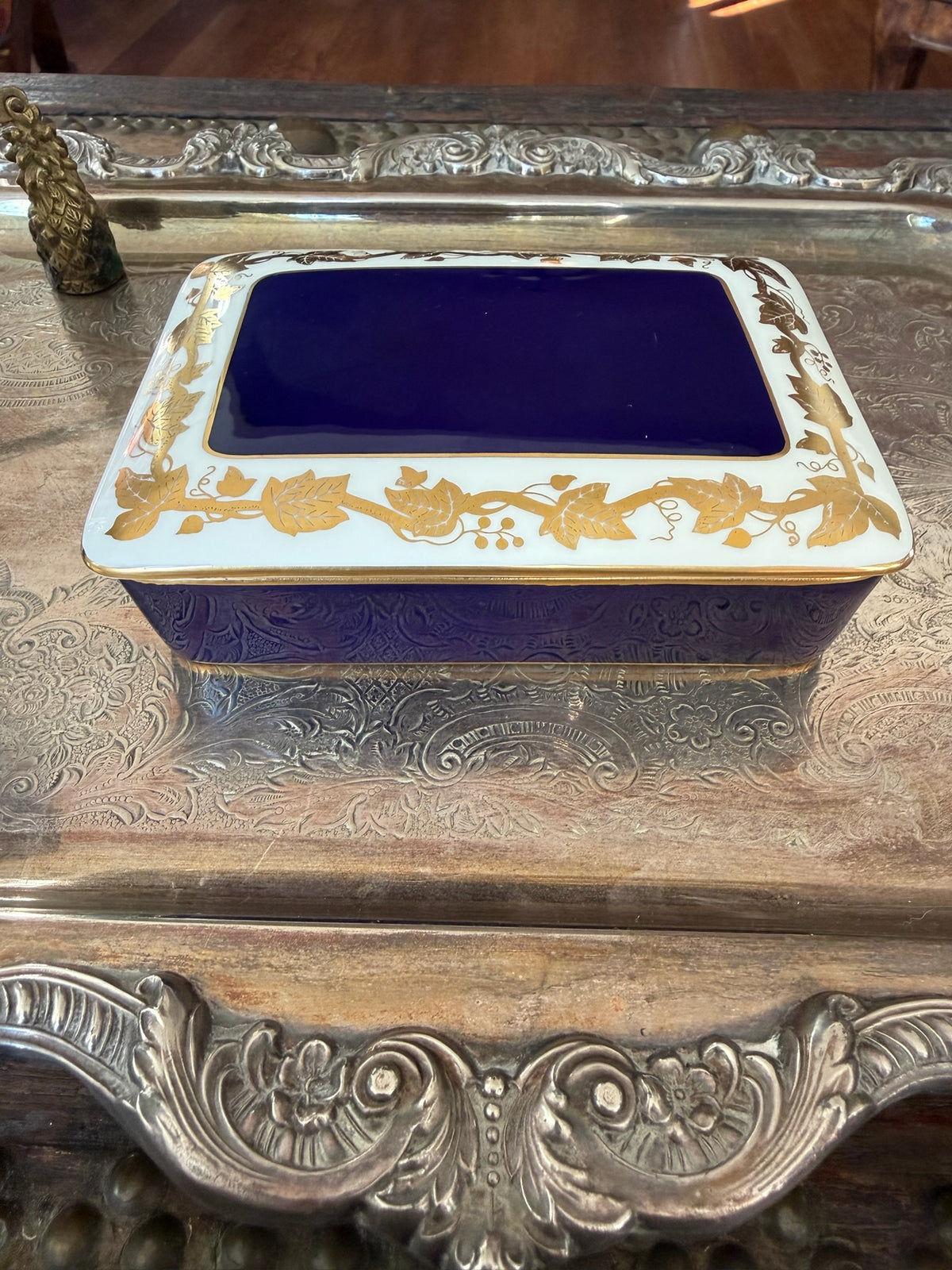 Vintage Wedgwood "Whitehall Mazarine Blue"  Bone China Lidded Trinket Box