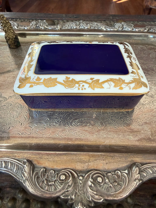 Vintage Wedgwood "Whitehall Mazarine Blue"  Bone China Lidded Trinket Box