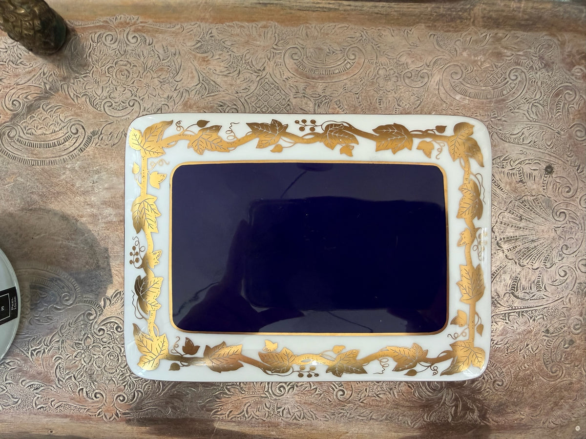 Vintage Wedgwood "Whitehall Mazarine Blue"  Bone China Lidded Trinket Box