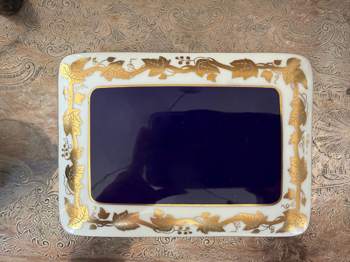 Vintage Wedgwood "Whitehall Mazarine Blue"  Bone China Lidded Trinket Box