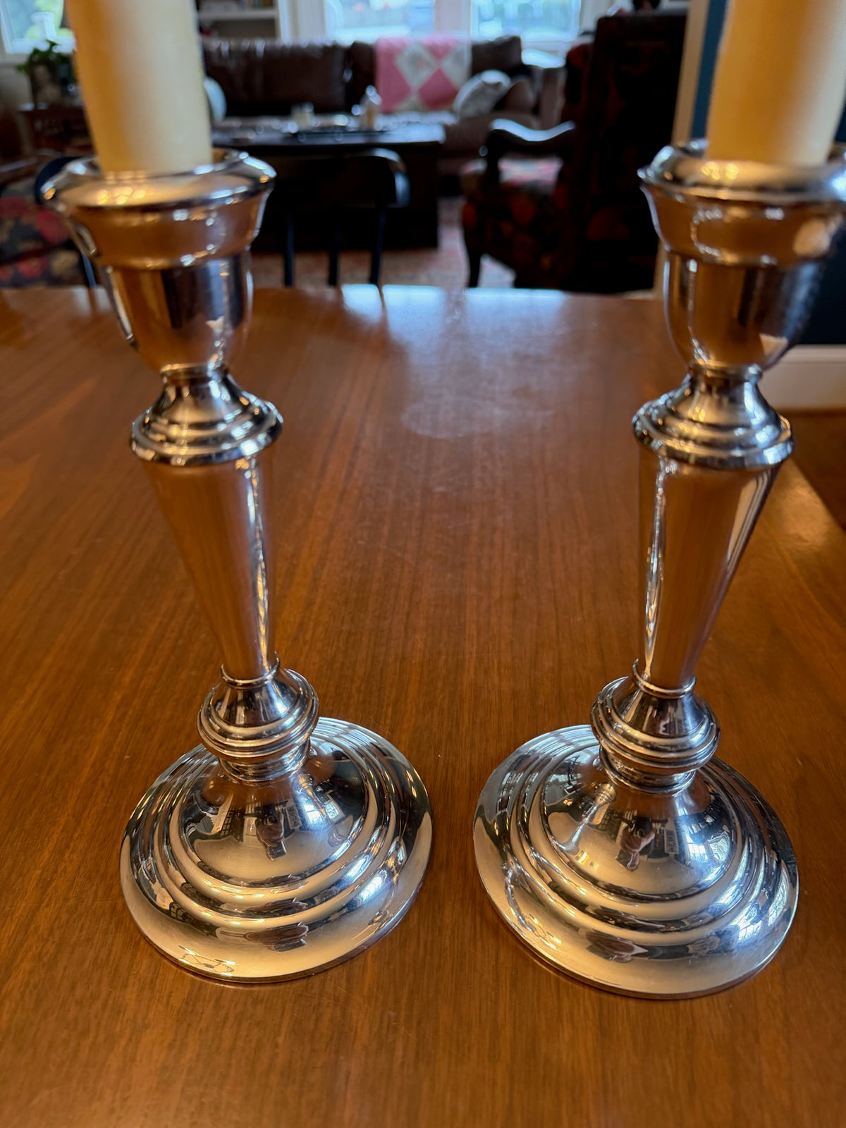 Gorgeous Pair of Tall Vintage Gorham Heritage Silver-Plated Candlesticks