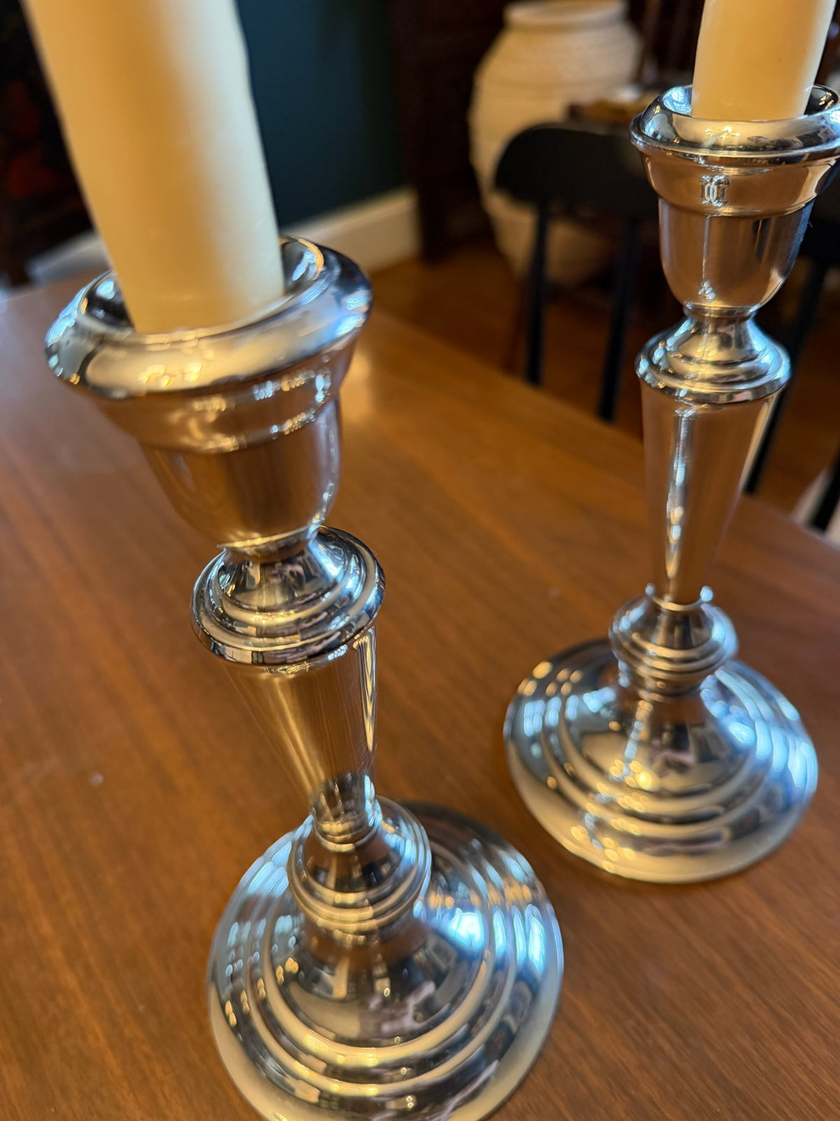 Gorgeous Pair of Tall Vintage Gorham Heritage Silver-Plated Candlesticks