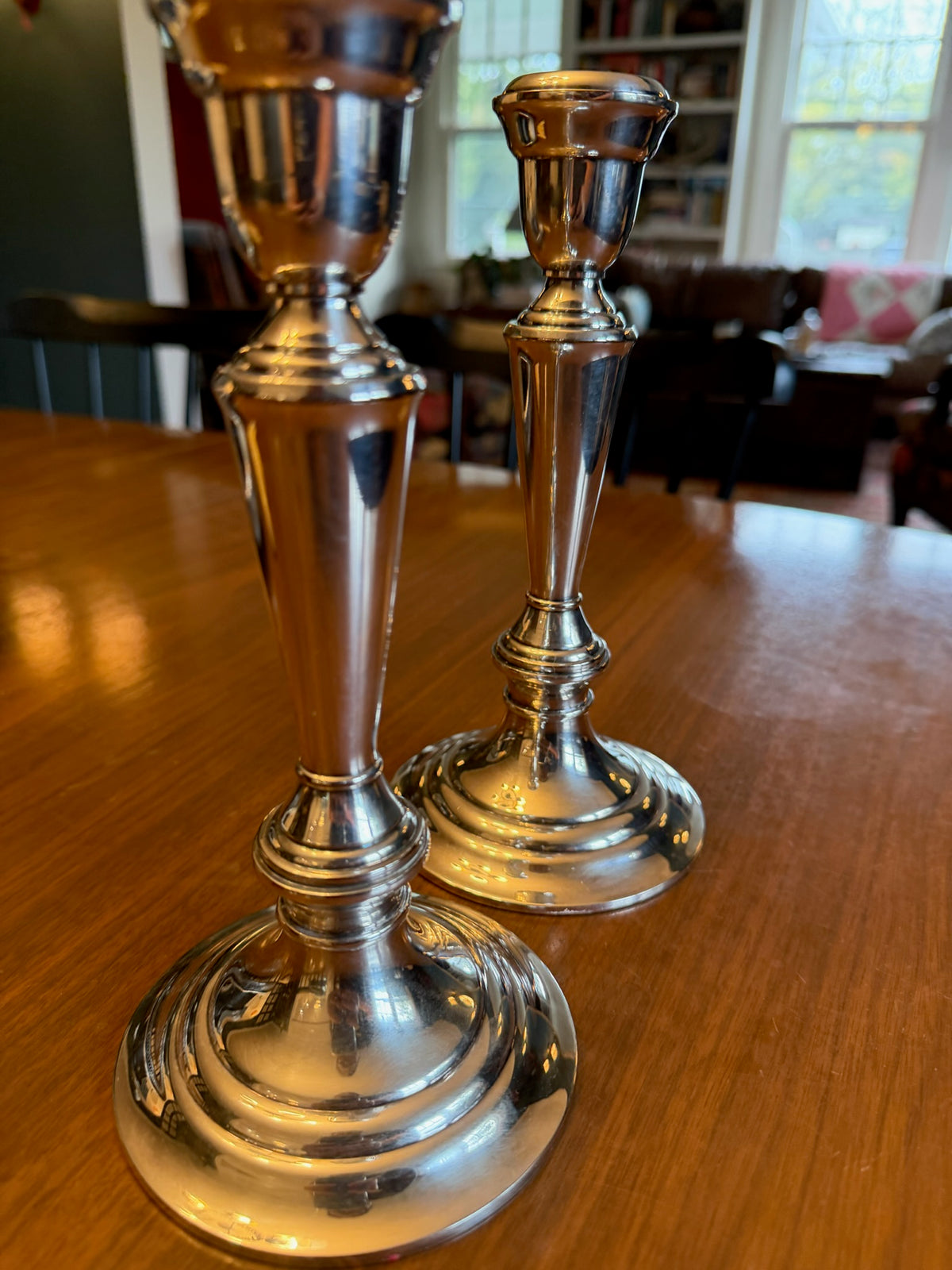 Gorgeous Pair of Tall Vintage Gorham Heritage Silver-Plated Candlesticks
