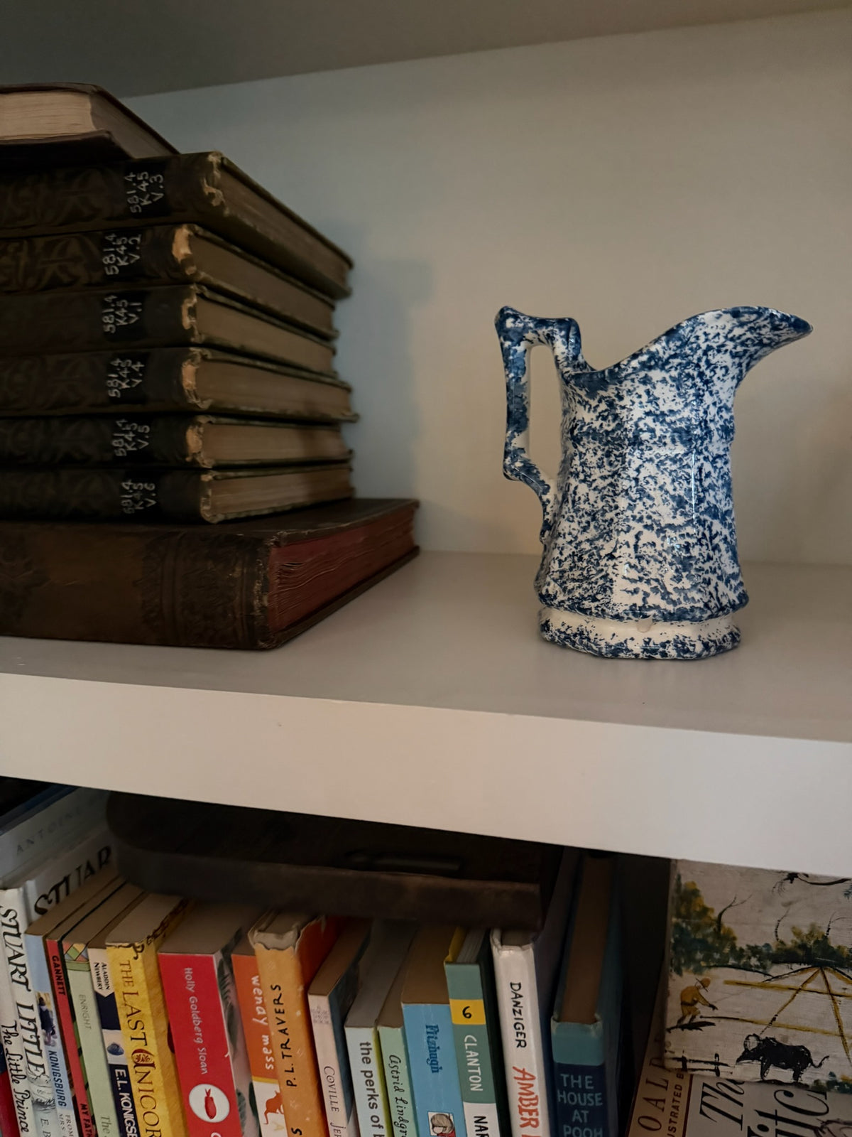 Signed Paul Far Studio Pottery Blue Spongewear Ceramic Pitcher/Creamer 5.75"