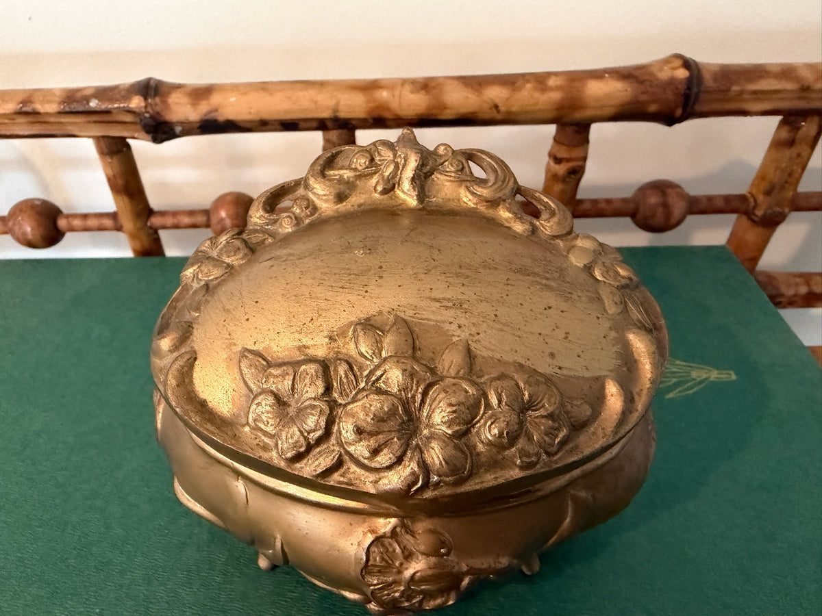 Antique Brainard & Wilson Art Nouveau Gold Gilt Jewelry Box (Design No. 140)