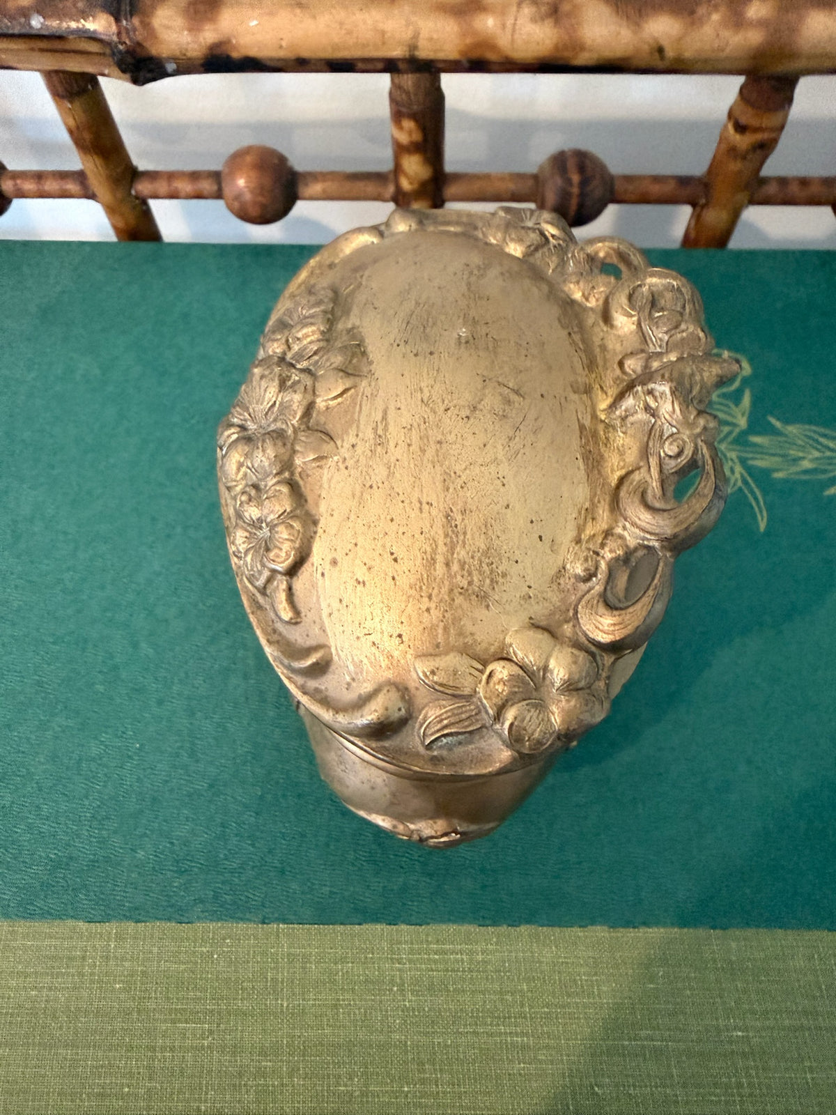 Antique Brainard & Wilson Art Nouveau Gold Gilt Jewelry Box (Design No. 140)
