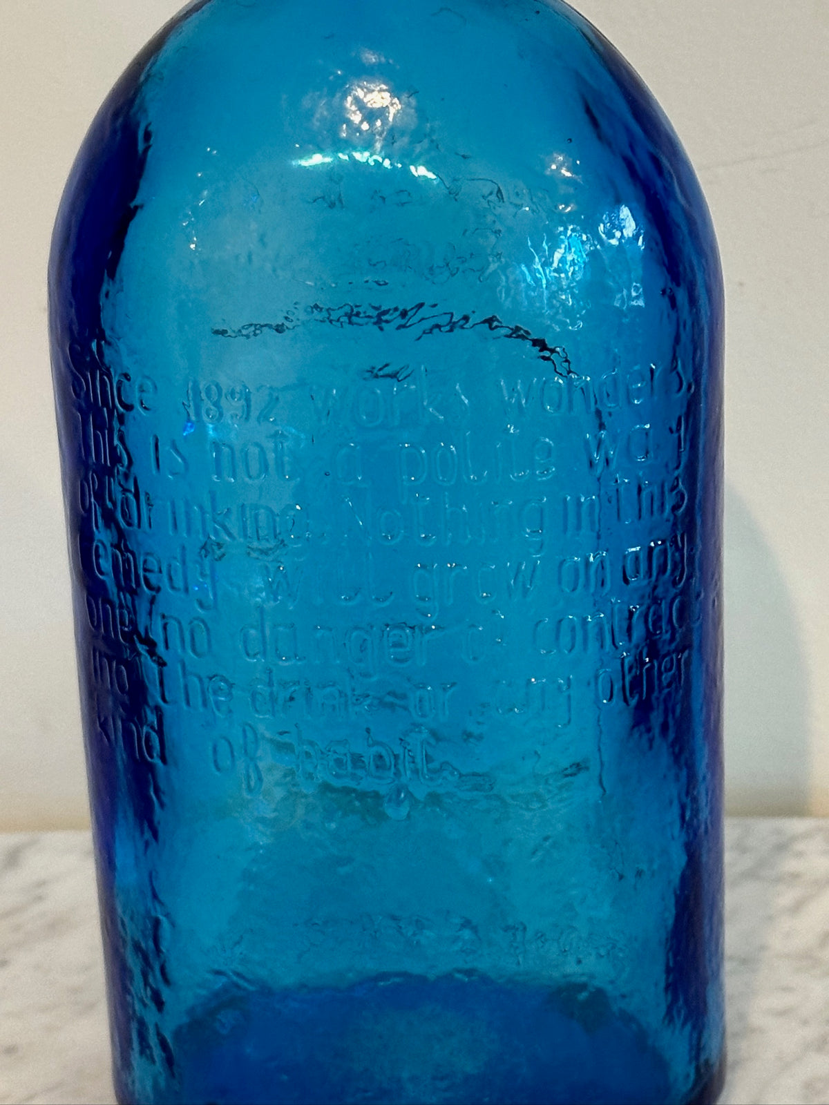 Vintage 9" Wheaton Cobalt Blue Glass Bottle Frank's Safe Kidney & Liver Cure