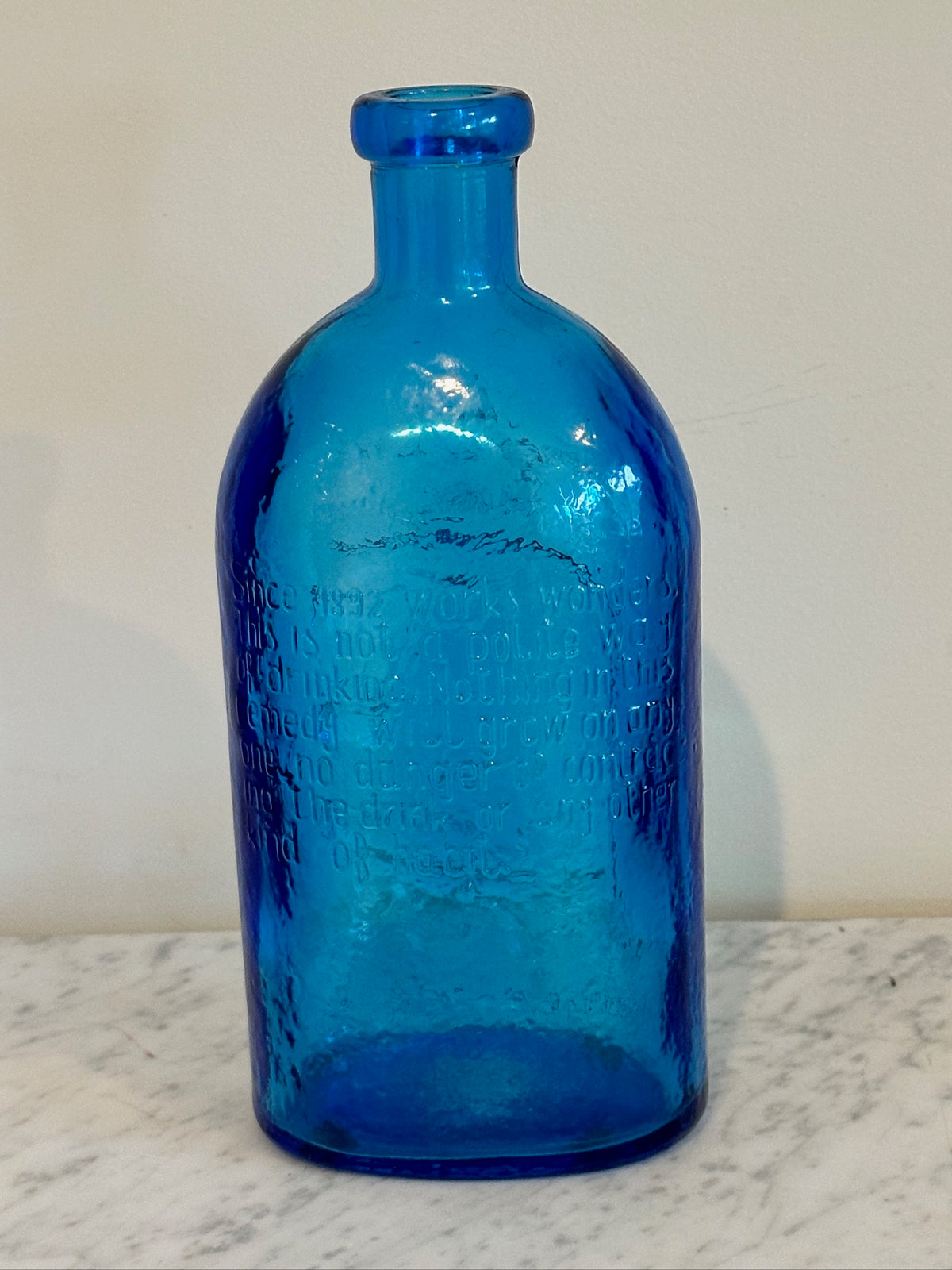 Vintage 9" Wheaton Cobalt Blue Glass Bottle Frank's Safe Kidney & Liver Cure