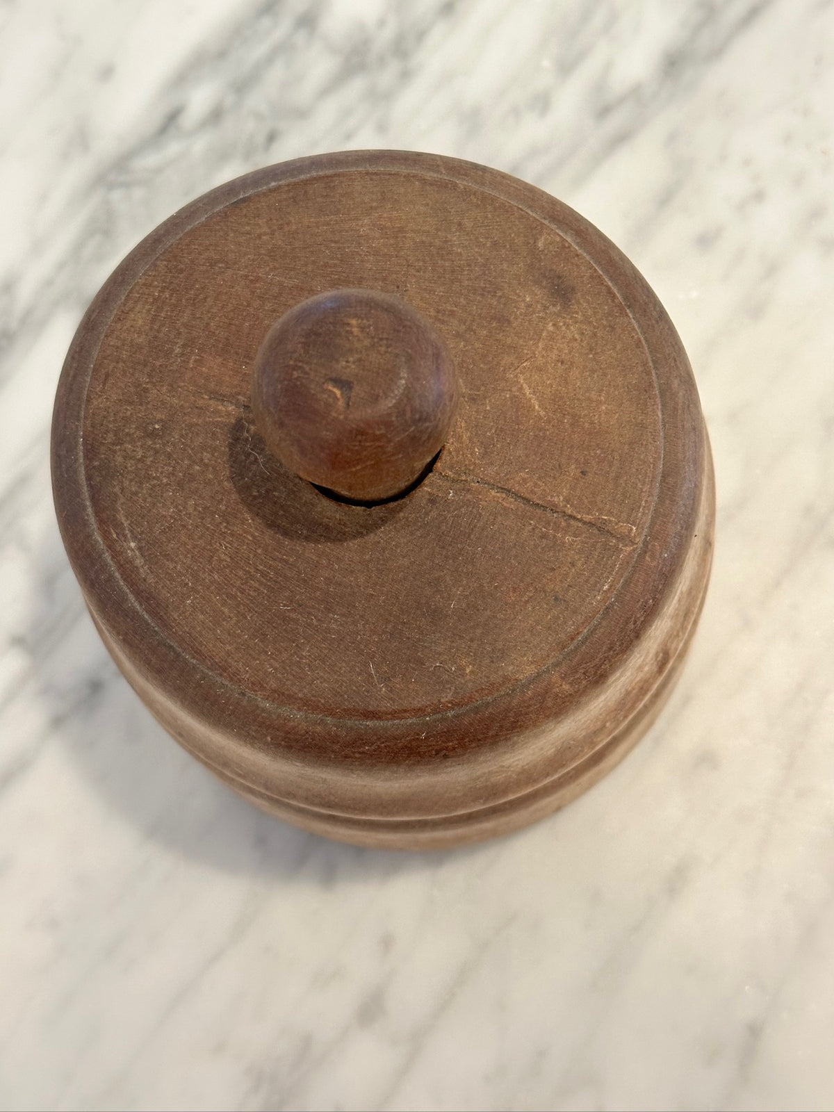 Antique 19th Century Wooden Butter Mold and Press - Hand-Carved Pineapple Motif, Primitive Kitchen Americana