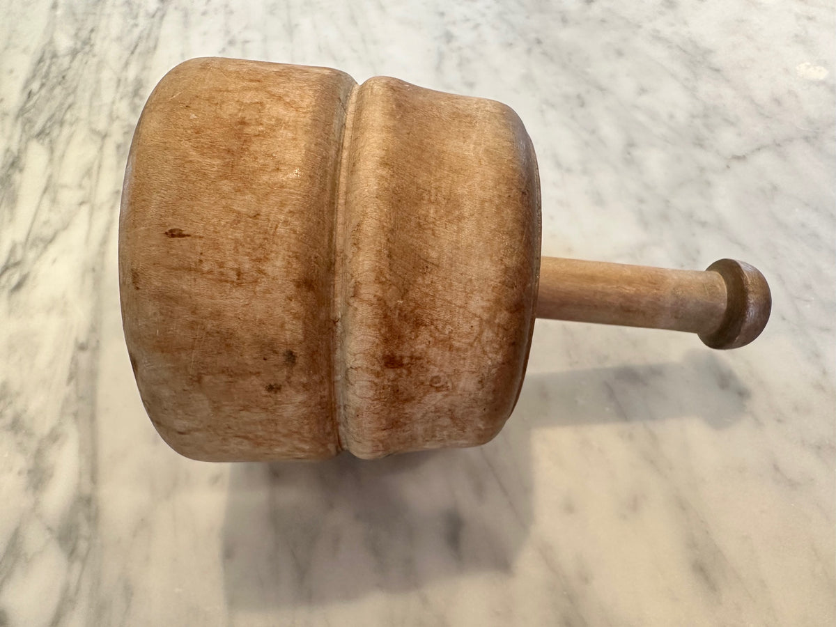 Antique 19th Century Wooden Butter Mold and Press - Hand-Carved Pineapple Motif, Primitive Kitchen Americana